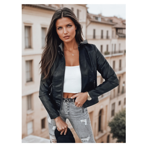 Černý dámský koženkový křivák bunda TY2875 DStreet