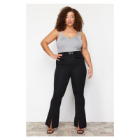 Trendyol Curve Black High Waist Buckle Detailed Spanish Leg Knitted Trousers