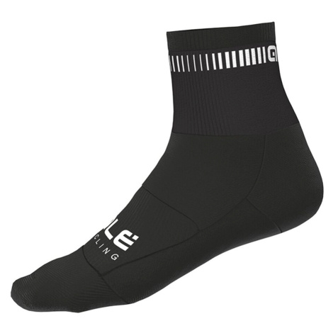 ALÉ Cyklistické ponožky klasické - LOGO Q-SKIN - černá/bílá