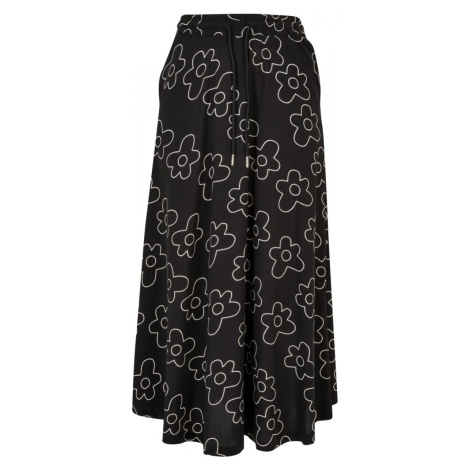 Ladies Viscose Midi Skirt - blackflower Urban Classics