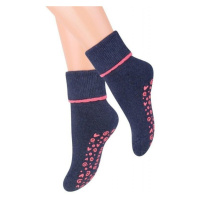 Steven 038 ABS melanžově tmavě modro-růžové Ponožky