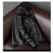 Kožená pánská bunda na knoflíky s límečkem a kapsami