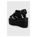 Sandály Pepe Jeans WITNEY dámské, černá barva, na klínku, PLS90577