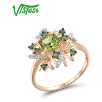Masivní prsten zelená květina