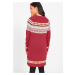 BONPRIX pletené šaty s norským vzorem Barva: Červená