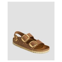 Hnědé Dámské Sandále Birkenstock Milano Big Buckle Oiled Leather Narrow