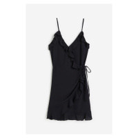 H & M - Zavinovací šaty's volánky - černá