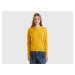 Benetton, Ochre Yellow Crew Neck Sweater In Pure Merino Wool