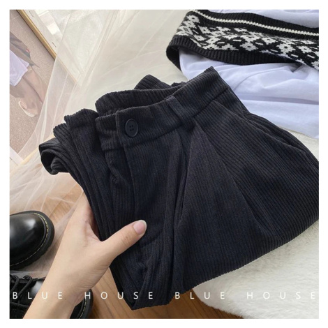 Manšestrové dámské kalhoty s vysokým pasem