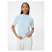 Koton Short Sleeve Sweater Soft Textured Stand Collar