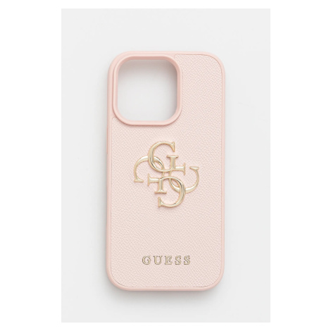 Obal na telefon Guess iPhone 16 Pro růžová barva, GUHCP16LPGT4MBP