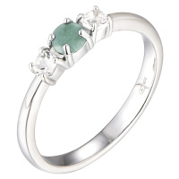 Brilio Silver Blýštivý stříbrný prsten se smaragdem Precious Stone SR09003D