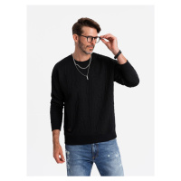 Men's RELAXED FIT sweatshirt with embossed letters - black V1 OM-SSNZ-0164