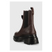 Kožené kotníkové boty Karl Lagerfeld Danton dámské, hnědá barva, na plochém podpatku