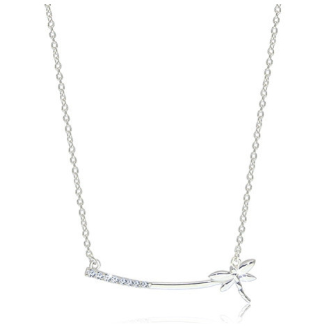 Stříbrný 925 náhrdelník - lesklá vážka na úzké tyčince se zirkonky čiré barvy Šperky eshop