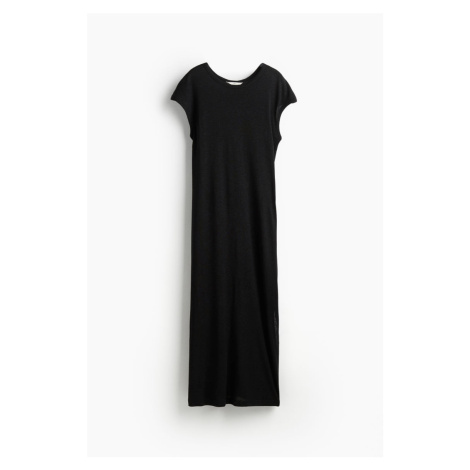 H & M - Midi šaty z lněné směsi - černá H&M