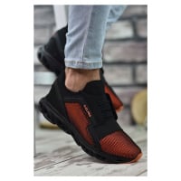 Riccon Men's Black Orange Sneakers 0012304