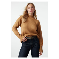 Trendyol Camel Wool Basic Knitted Sweater