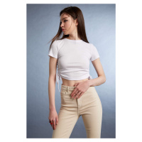 DEFACTO Short Sleeve Tie Waist Crop Top