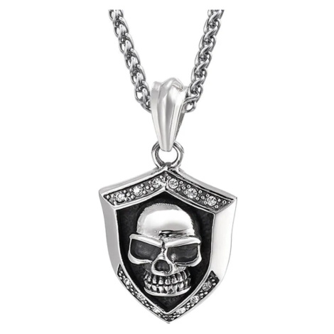 Přívěsek z chirurgické oceli Erb Lebka s krystaly - Model BEZ ŘETÍZKU (pouze přívěsek)