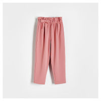 Reserved - Žerzejové kalhoty s mašlí - Růžová