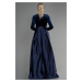 Tmavě modré společenské šaty se saténovou sukní