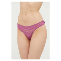 Tanga Calvin Klein Underwear fialová barva, průhledné