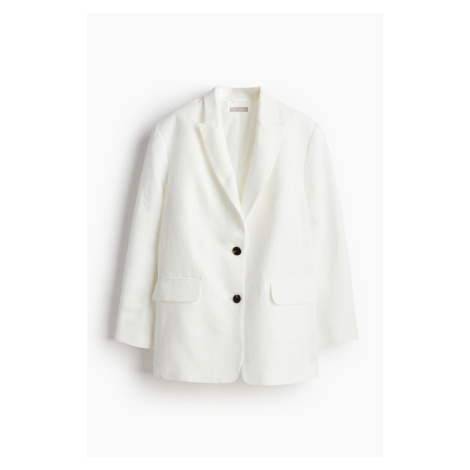 H & M - Oversized sako z lněné směsi - bílá H&M