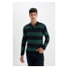 DEFACTO Standard Fit Polo Collar Striped Knitwear Sweater