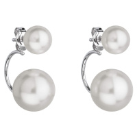 Evolution Group Stříbrné náušnice dvojité s perlou Preciosa bílé kulaté 31177.1