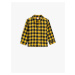 Koton Baby Boy Yellow Checkered Classic Collar Long Sleeve Shirt