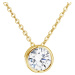 Evolution Group Zlatý 14 karátový náhrdelník s bílým zirkonem 92Z00013 crystal