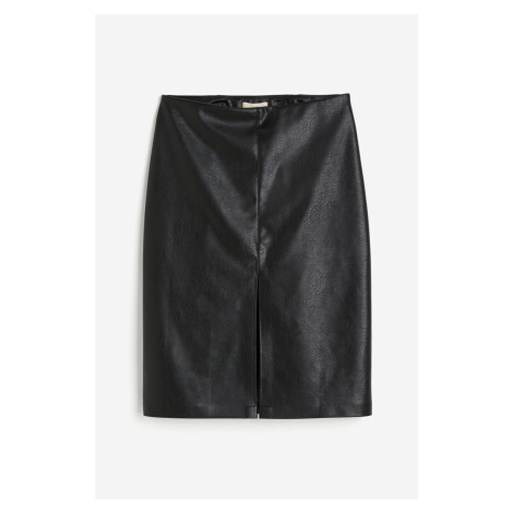 H & M - Pouzdrová sukně s povrchovou vrstvou - černá H&M