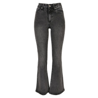 Dámské jeansy Urban Classics Ladies High Waist Flared Denim Pants - black heavy washed