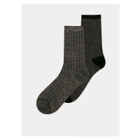 Sada dvou párů tmavě šedých vzorovaných ponožek ONLY Coffee