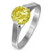 Prsten z oceli - kámen ve žluté barvě "Listopad", postranní úchyty