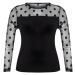 Trendyol Curve Black Polka Dot Mesh Detailed Knitted Blouse