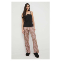 Pyžamové kalhoty Calvin Klein Underwear dámské, béžová barva