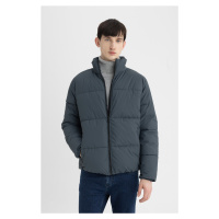 DEFACTO Water Repellent Slim Fit Slim Cut Stand Collar Zippered Pocket Lined Puffer Jacket