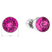 Stříbrné náušnice Swarovski pecka s krystaly růžové kulaté 31113.3 Fuchsia