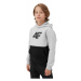 Chlapecká mikina s kapucí 4F JUNIOR SWEATSHIRT-JAW23TSWSM628-27M-COLD LIGHT GREY MELANGE