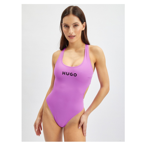 Světle fialové dámské jednodílné plavky HUGO Hugo Boss