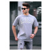 Madmext Printed and Dyed Gray Oversized T-shirt 5393