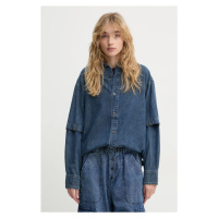 Košile G-Star Raw dámská, modrá barva, relaxed, s klasickým límcem, D25358-D252