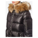 Černá dámská prošívaná zimní bunda s kapucí a umělým kožíškem Geox Backsie