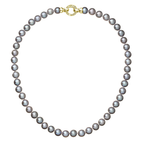 Evolution Group Perlový náhrdelník z pravých říčních perel šedý 22028.3 grey