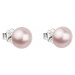 Stříbrné náušnice pecka s perlou Swarovski růžové kulaté 31142.3 rosaline