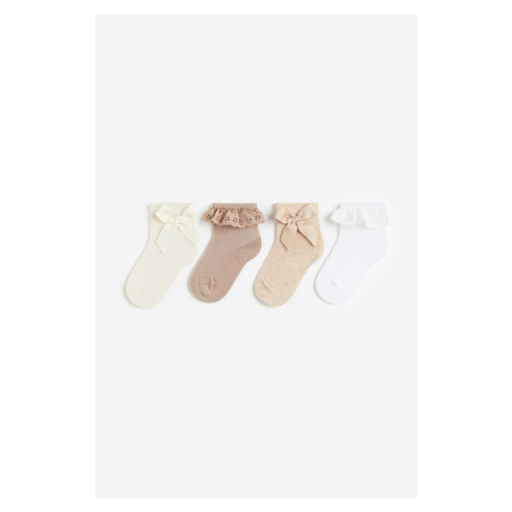 H & M - Ponožky 4 páry - bílá H&M