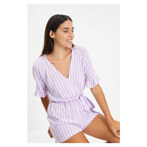 Trendyol Lilac Striped Woven Viscose Jumpsuit