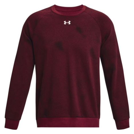 Under Armour RIVAL FLEECE PRINTED CREW Pánská mikina, vínová, velikost